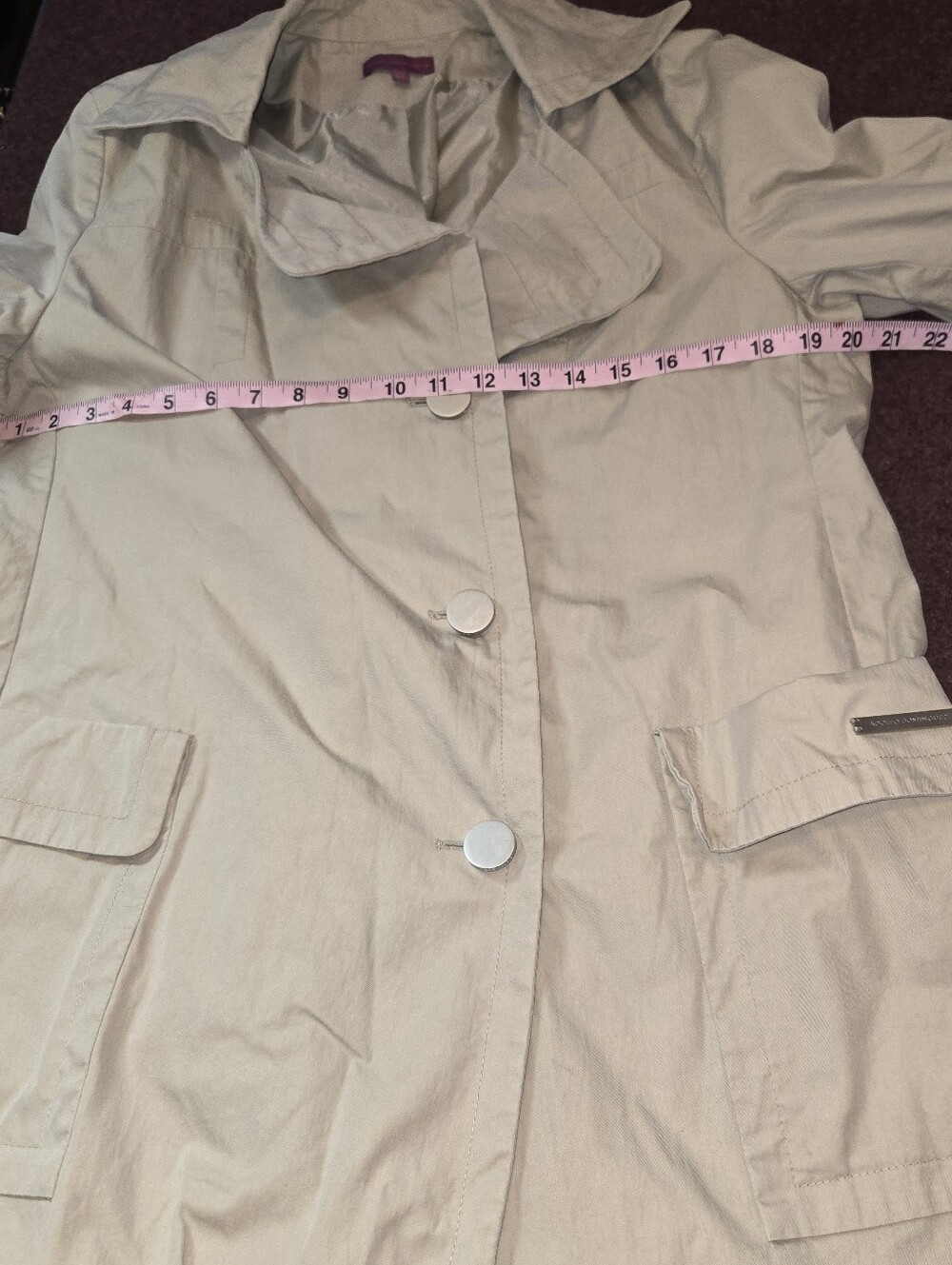 Aldofo Dominquez Mid Length Trench Coat Beige Size Medium - Picture 6 of 10